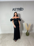 Rochie Amelie lungă din paiete cu mânecă bufantă