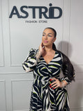 Rochie Bela midi în cloș cu imprimeu zebra