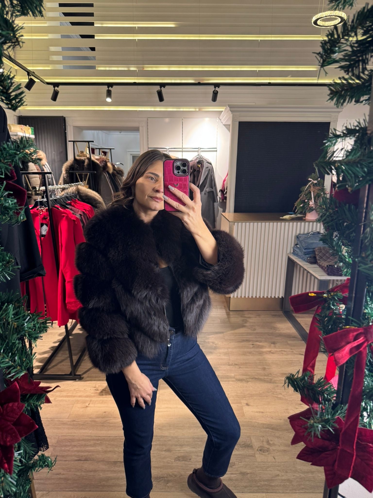 Blană naturală Gloria închidere cu fermoar