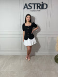 Rochie Bayan scurtă tip sacou cu nasturi aurii