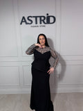 Rochie Eveline lungă peplum cu aplicații strasuri