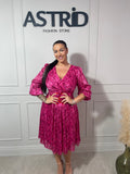Rochie Gloria midi mânecă 3/4 inserții sclipici