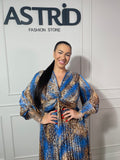 Rochie Naba lungă plisată cu imprimeu leopard