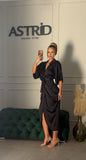 Rochie Any midi din satin cu încrețituri in talie
