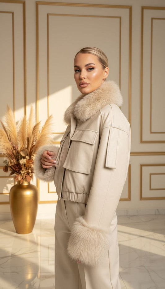 Geaca Faith din piele eco accesorizată cu blăniță