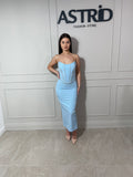 Rochie Zaira midi tip corset cu aplicații pietre