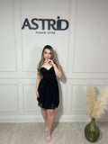 Rochie Leila scurtă tip corset inserții sclipici închidere corset