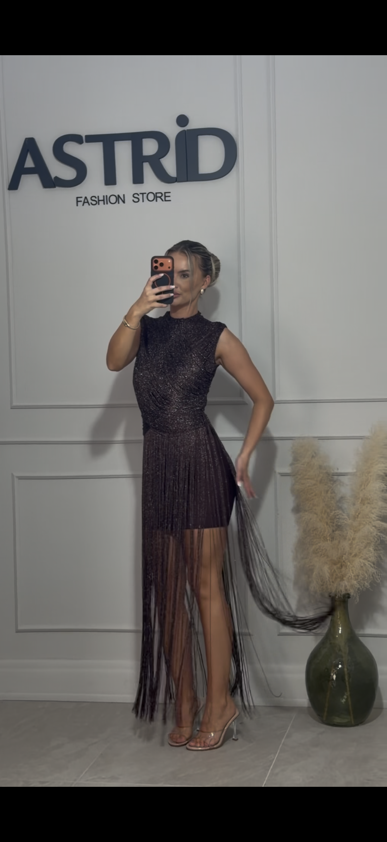 Rochie Amina scurta din bandaj cu franjuri