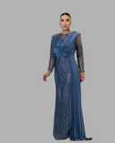 Rochie Etiopia lungă aplicații paiete și sclipici mânecă lungă