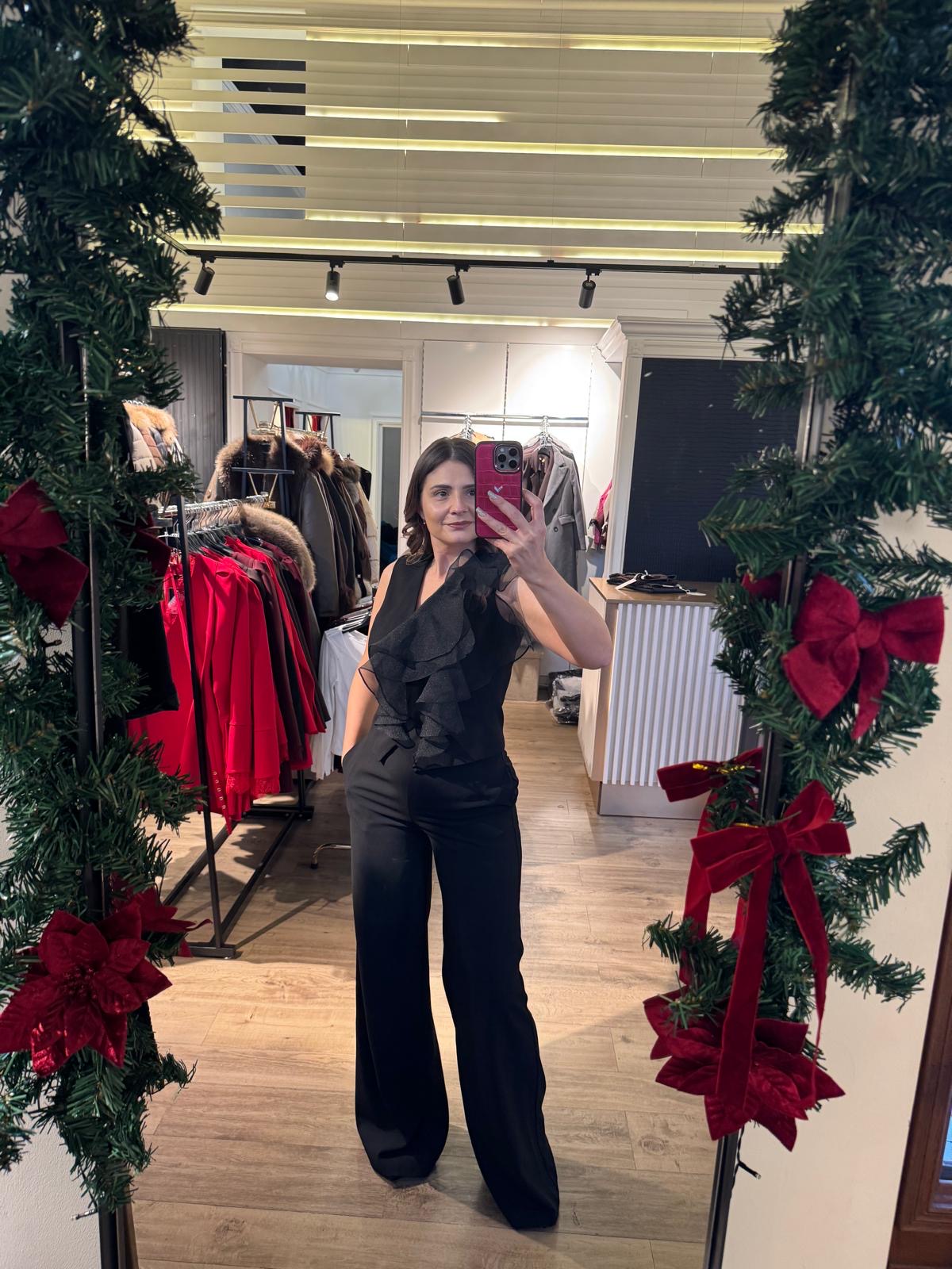 Compleu Sofia din două piese tip maieu cu volane la bust