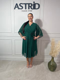Rochie Taisia midi în cloș din voal și accesoriu floare