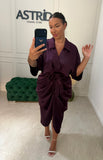 Rochie Ansy midi din satin cu încrețituri in talie