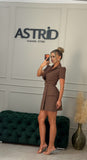 Rochie Bahra scurta tip sacou cu curea in talie