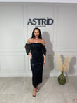 Rochie Opal midi din paiete cu mânecă căzută
