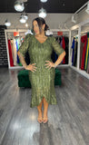 Rochie Elena midi din paiete mânecă 3/4