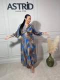 Rochie Naba lungă plisată cu imprimeu leopard