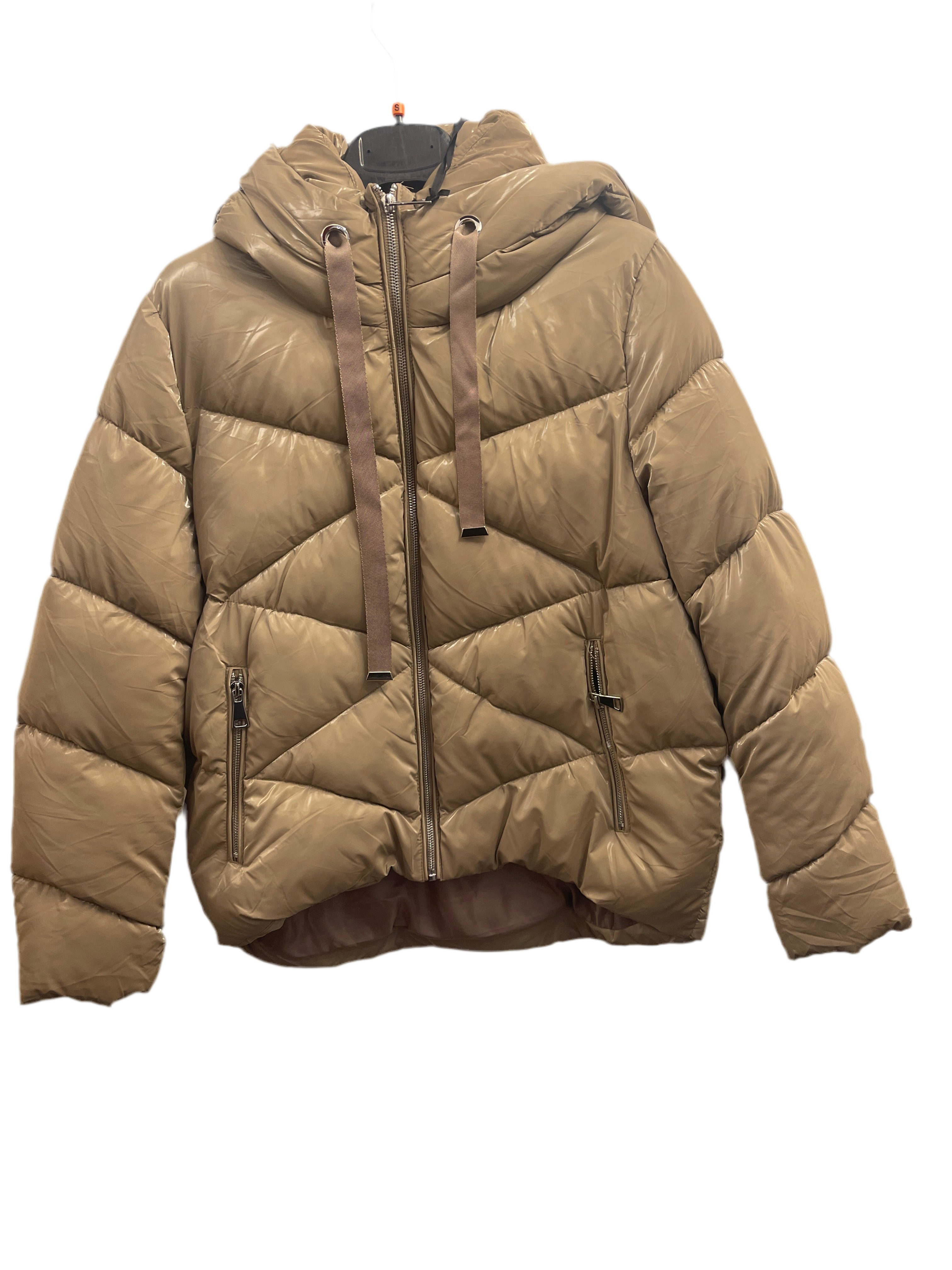 Geaca Dalinda scurtă din fâș cu glugă și buzunare