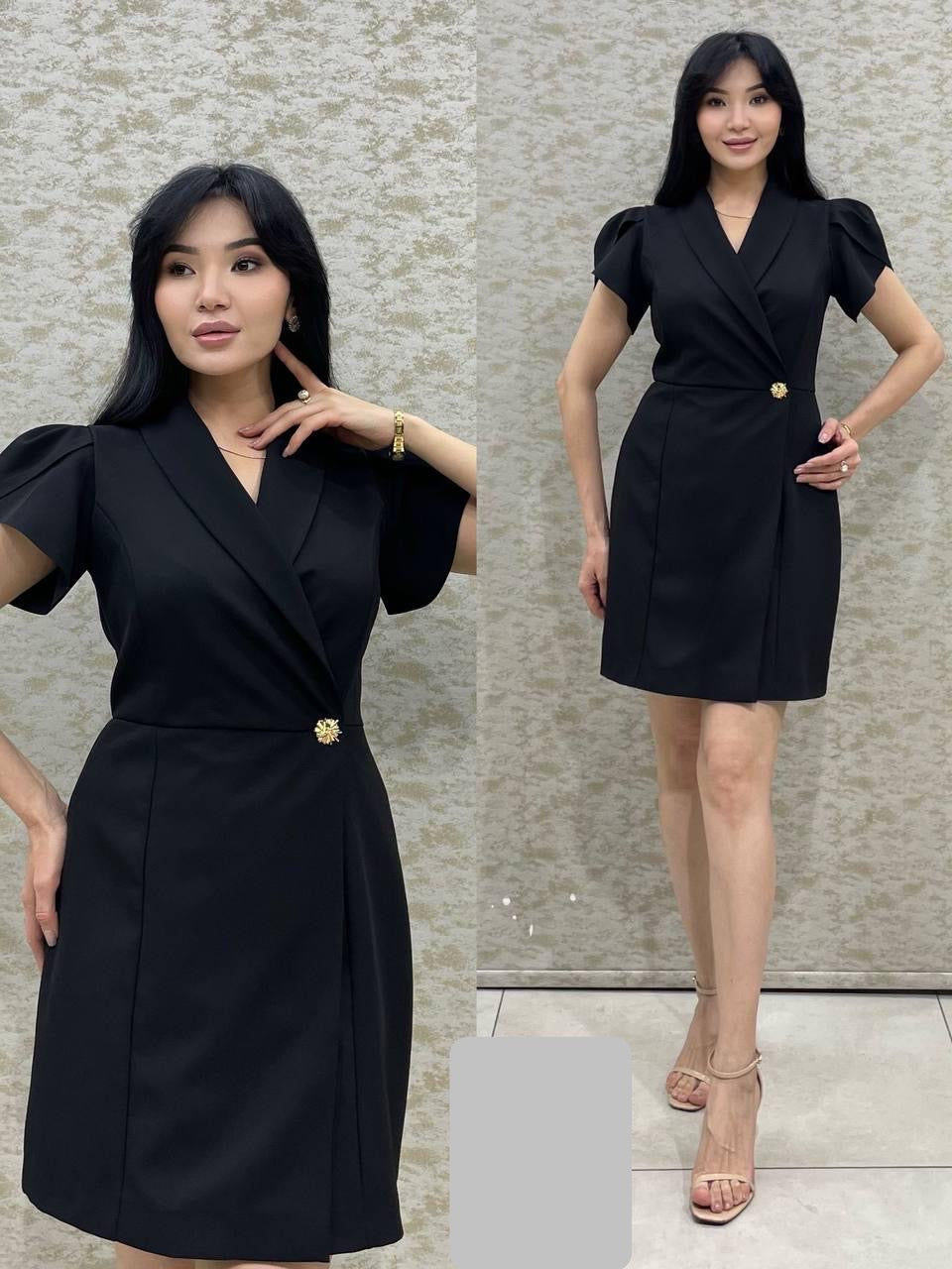 Rochie Eveline tip sacou petrecută și mânecă bufantă