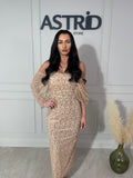 Rochie Opal midi din paiete cu mânecă căzută