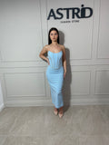 Rochie Zaira midi tip corset cu aplicații pietre