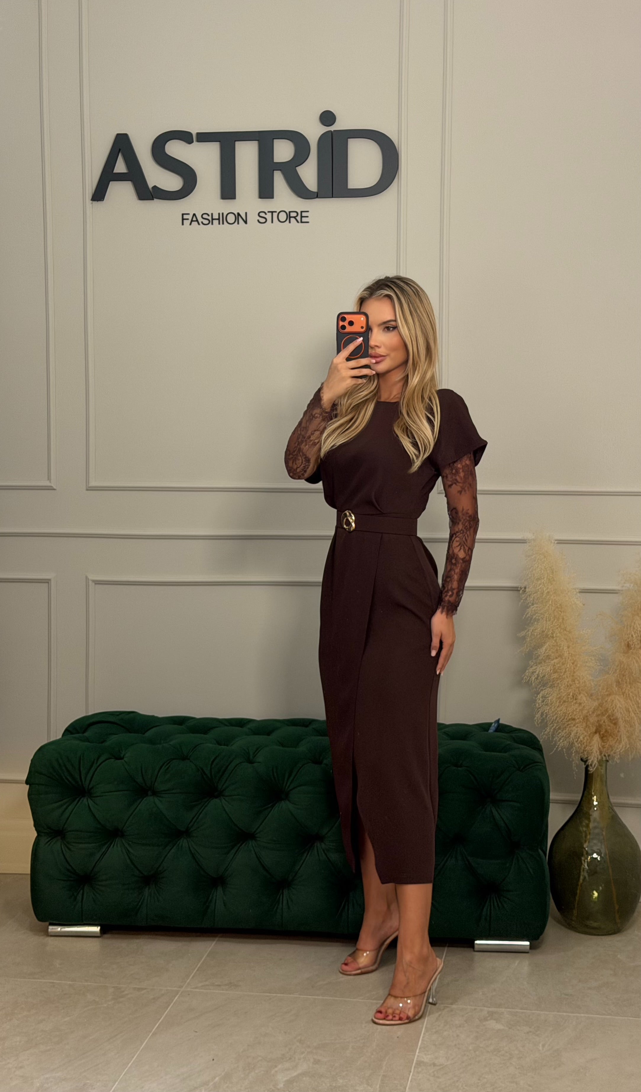 Rochie Callypso midi cu maneci detașabile din dantela
