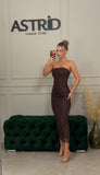 Rochie Fayre midi in dantela cu guler si maneci detasabile