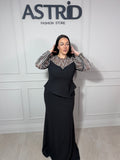Rochie Eveline lungă peplum cu aplicații strasuri