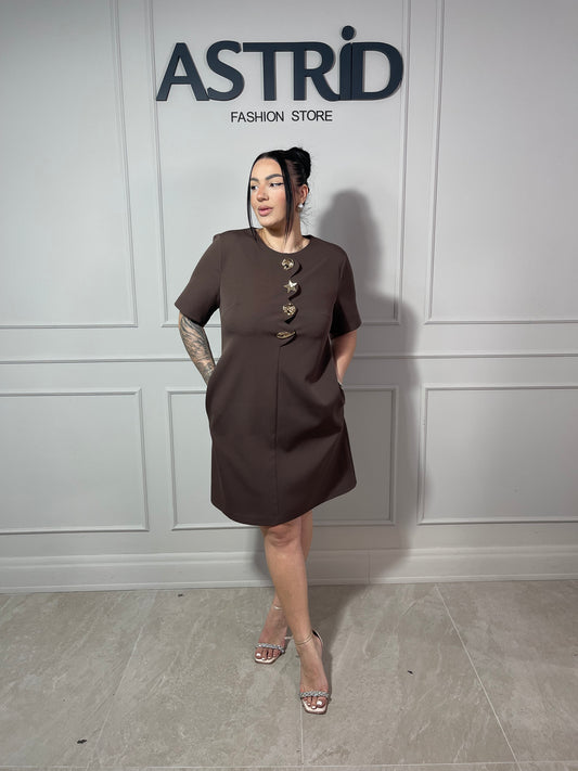 Rochie Olivia cu buzunare și nasturi aurii