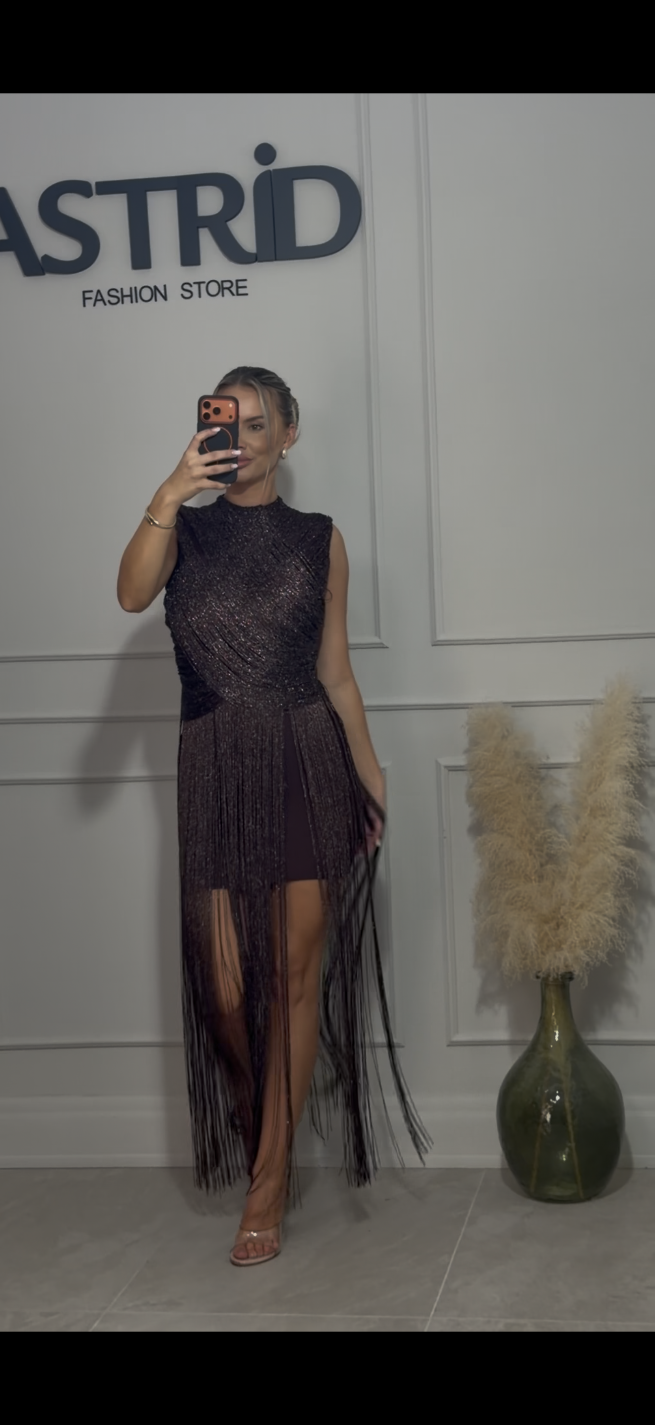 Rochie Amina scurta din bandaj cu franjuri