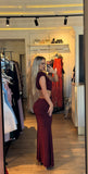 Rochie Aleina lunga cu decupaj lateral si accesoriu auriu in talie