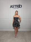 Rochie Aylin scurta cu buline si corset la spate