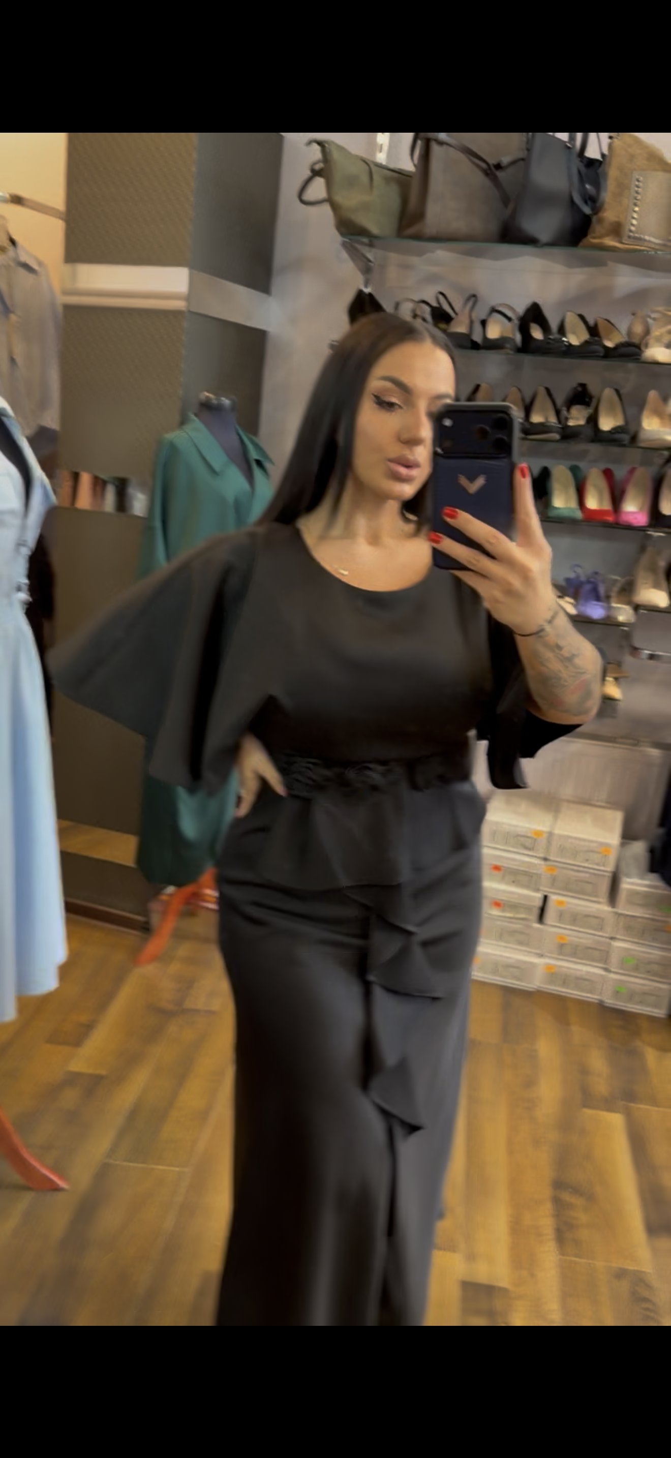Rochie electra lunga din satin ch aplicatii trandafiri in talie