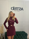 Rochie Karla scurta usorin clos si decorata cu nasturi aurii