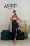 Rochie Beverly midi cu maneci din mătase naturală tip capă