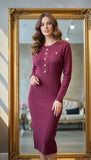 Rochie Gloria midi din penea cu nasturi aurii