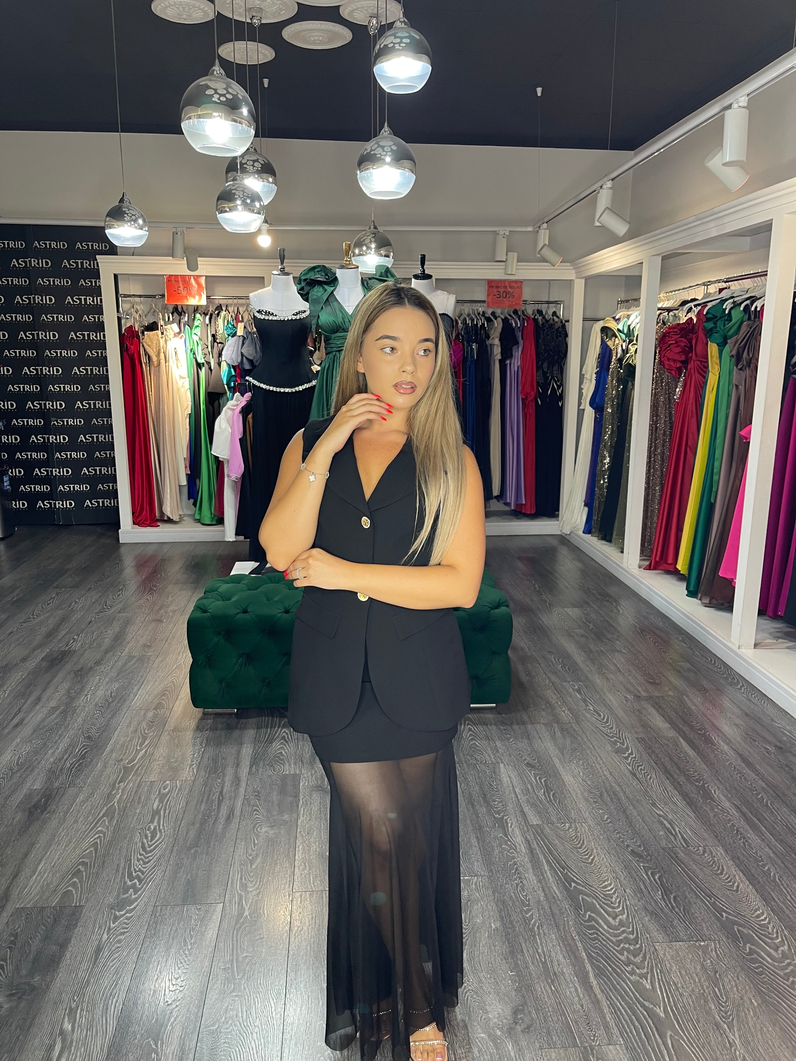 Rochie Mara lungă tiul în partea de jos și vestă în partea de sus