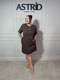Rochie Olivia cu buzunare și nasturi aurii