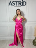 Rochie Ama lungă cu corset și falduri în talie