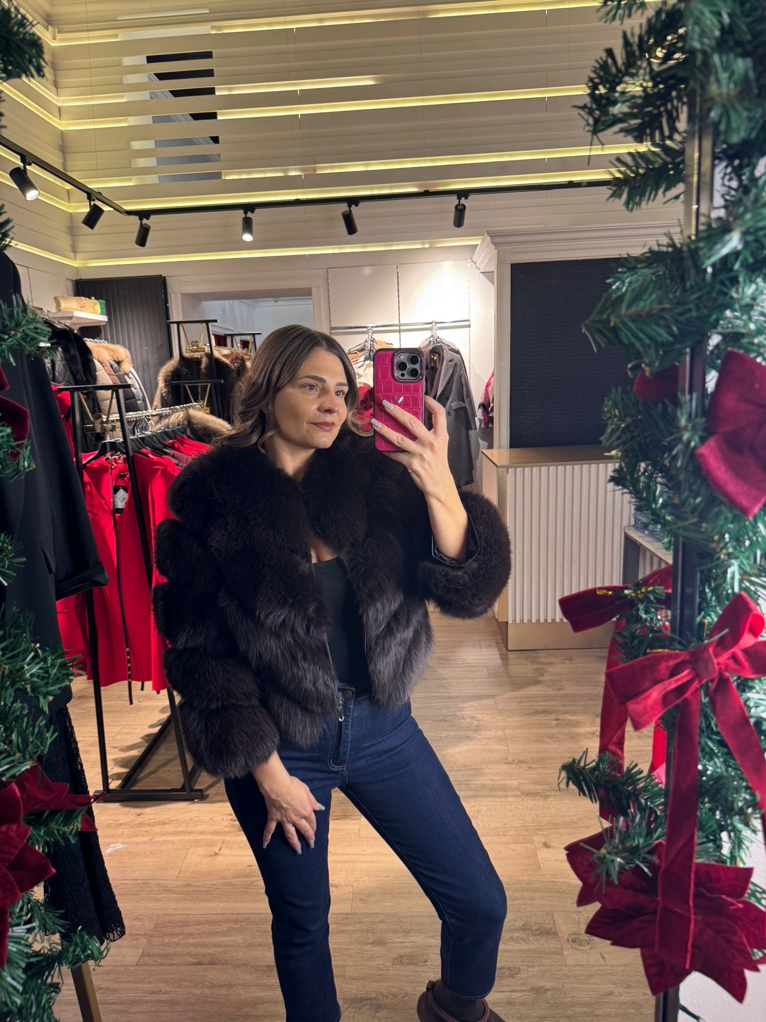 Blană naturală Gloria închidere cu fermoar