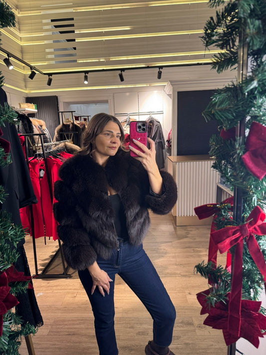 Blană naturală Gloria închidere cu fermoar