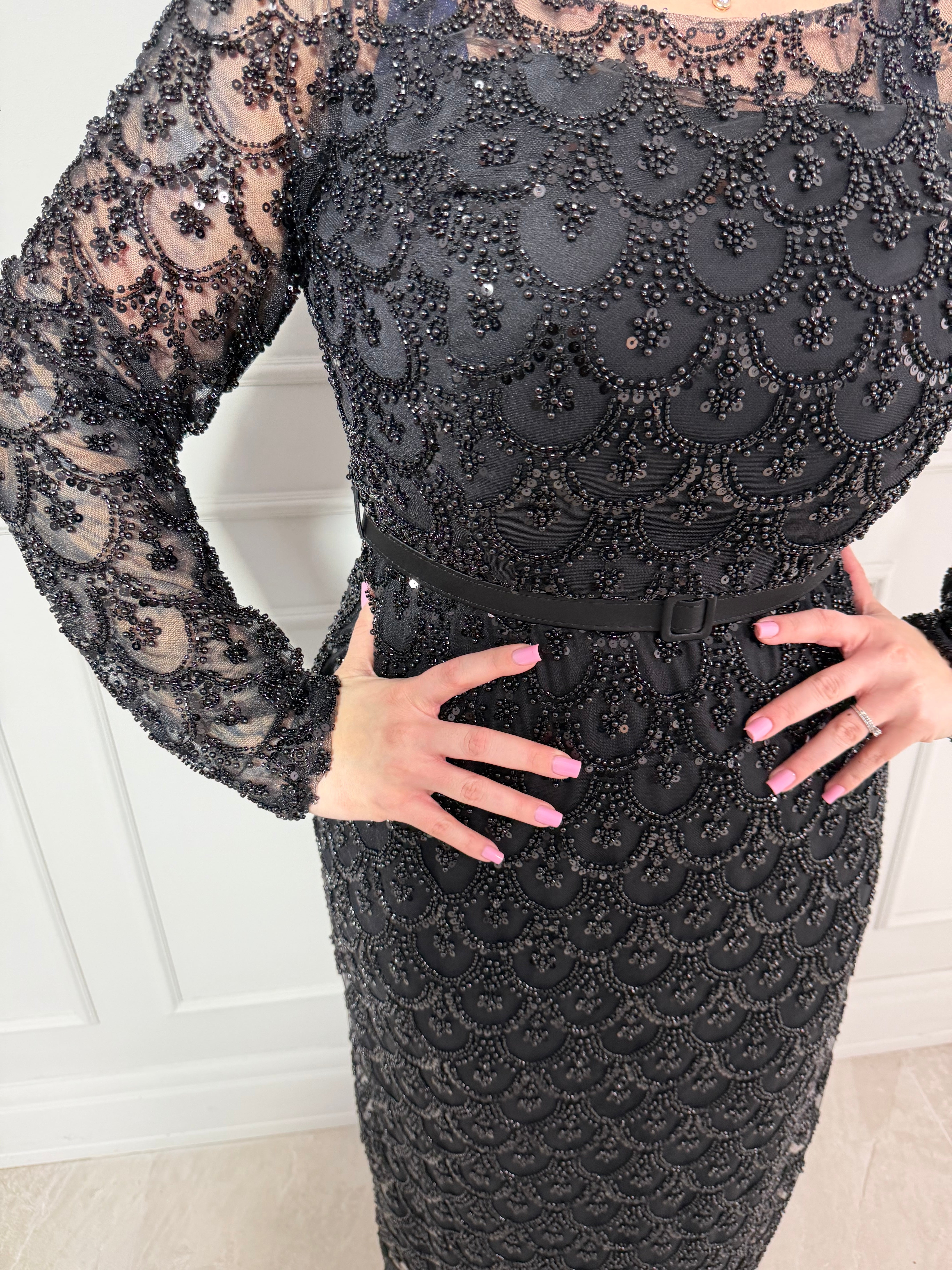 Rochie Donna lungă cu aplicații perlute