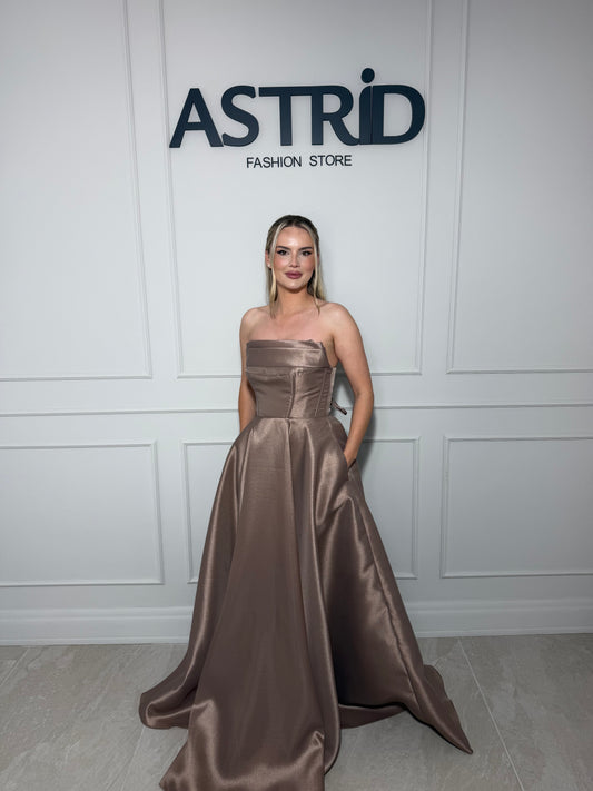 Rochie Miro lunga din tafta fina cu corset reglabil