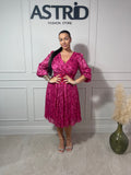 Rochie Gloria midi mânecă 3/4 inserții sclipici