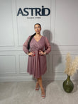 Rochie Kleo midi în cloș mânecă lungă imprimeu bulinuțe
