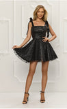 Rochie Amina  neagra baby doll din dantela, bretele late