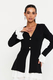 Rochie Celine scurtă cu volanase albe și mânecă lungă
