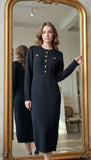 Rochie Gloria midi din penea cu nasturi aurii