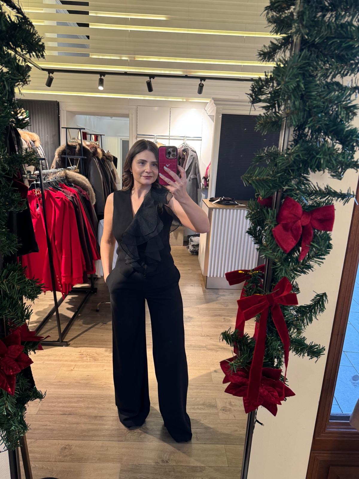 Compleu Sofia din două piese tip maieu cu volane la bust