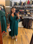 Rochie Edwina midi din matase naturala cu maneci trei sfert