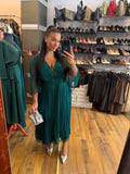 Rochie Edwina midi din matase naturala cu maneci trei sfert
